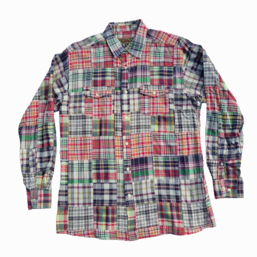 Siegfried Vintage Multicolor Plaid Patchwork Mens XL Shirt
